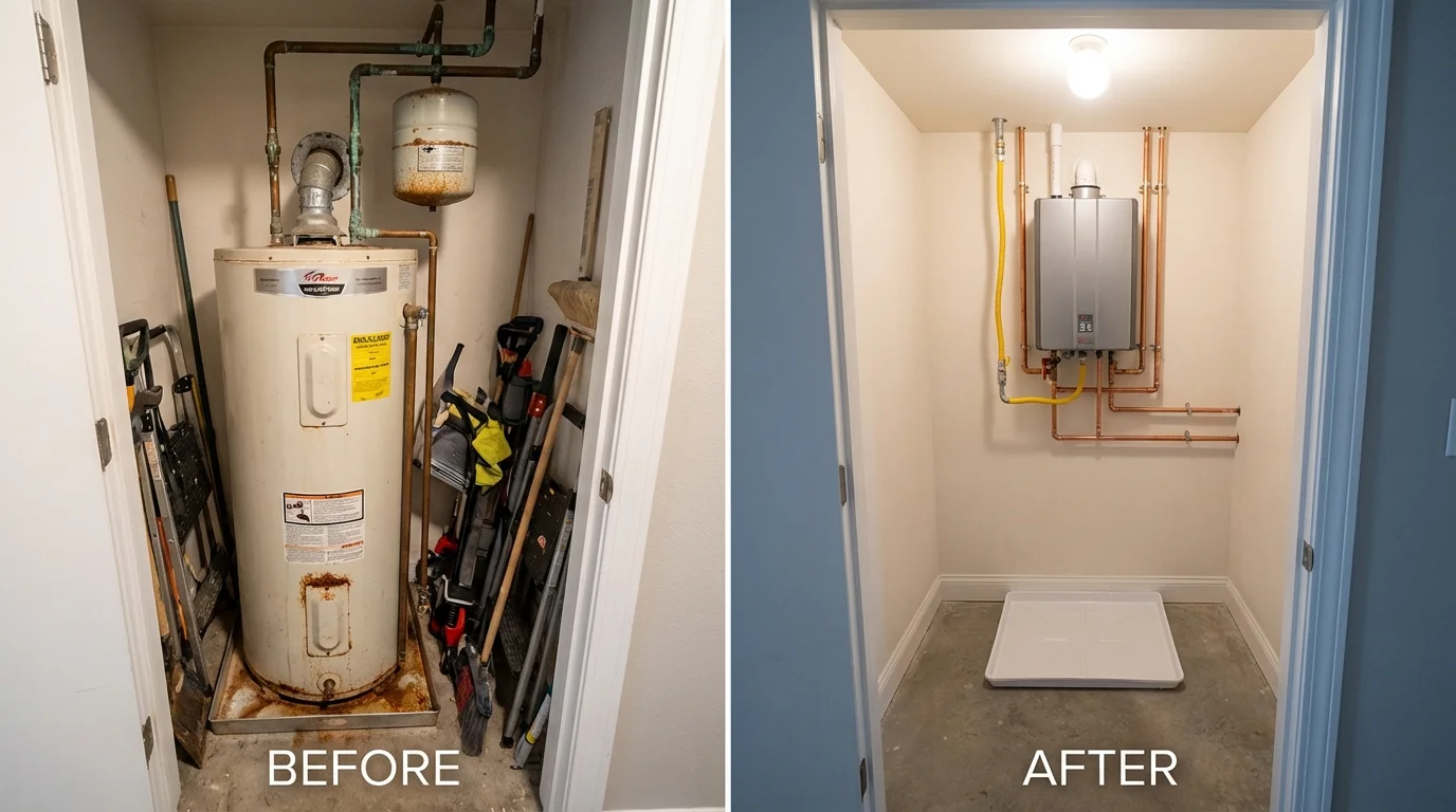 Tank water heater versus wall-mounted tankless unit comparison for Canton, SD homeowners